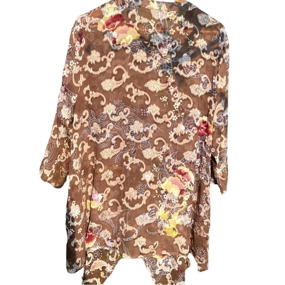 Ladies sheer coverup, size Large, no label at all, pockets, asymmetrical hem - Picture 4 of 6